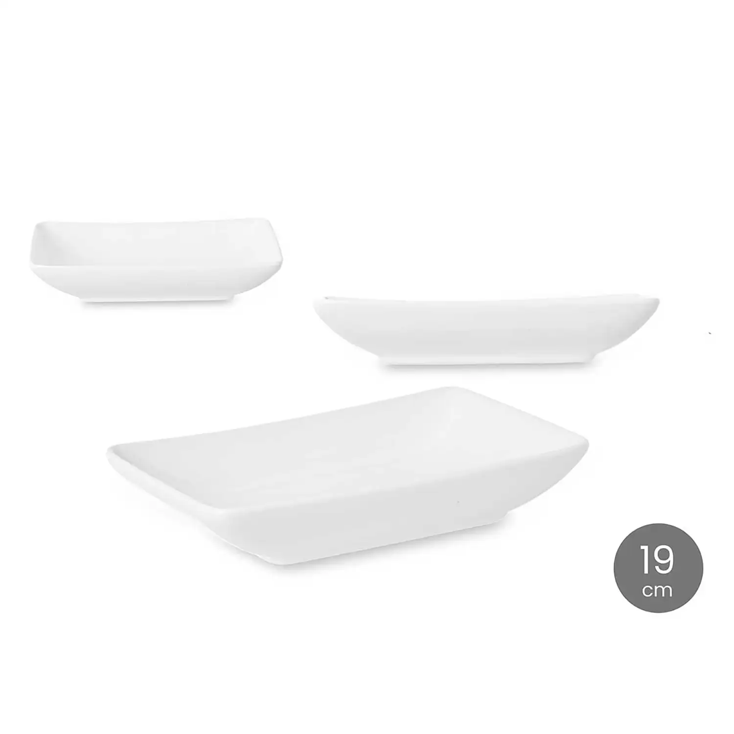 PACK 6 BANDEJAS RECTANGULAR PORCELANA 19 CM